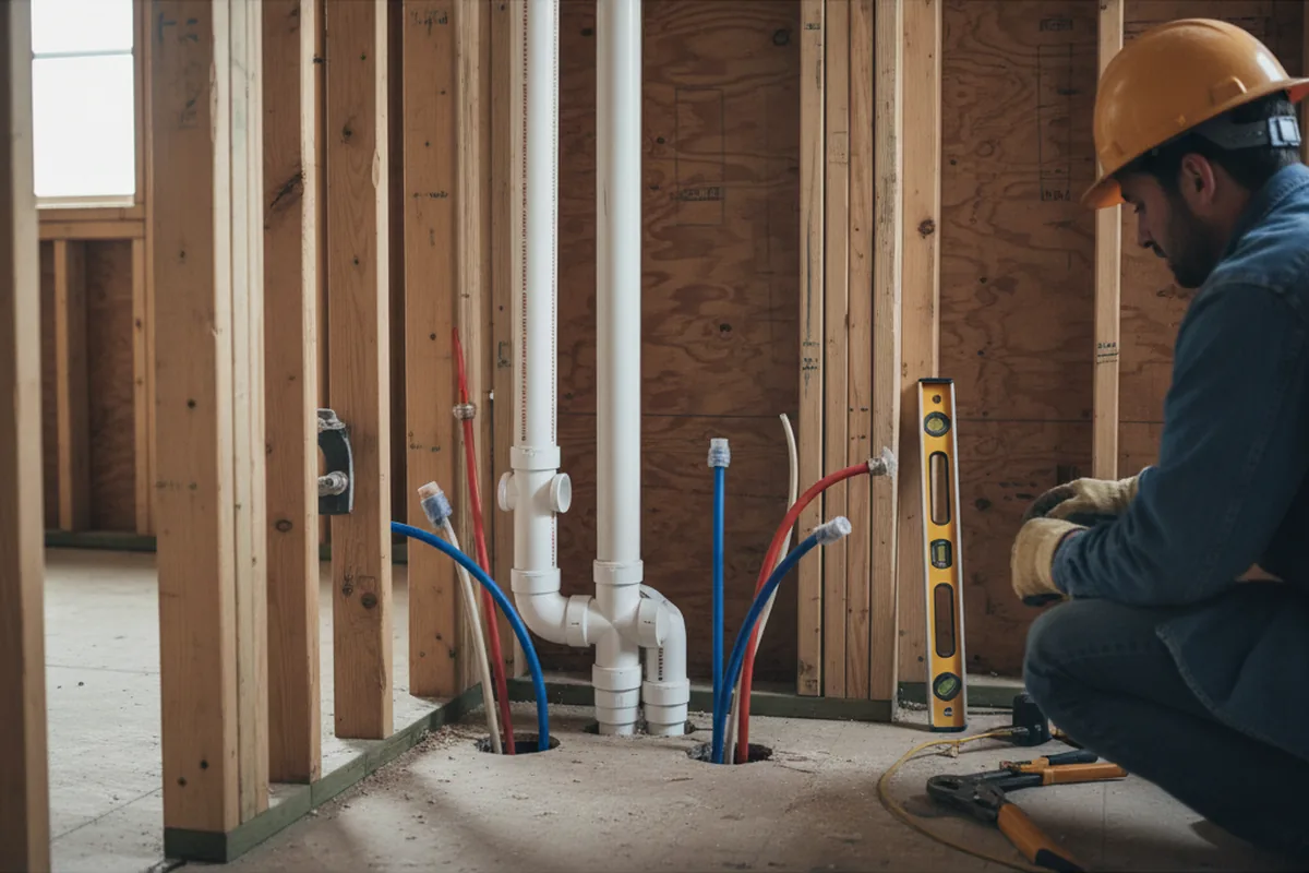 Drain and supply rough-in during Drain Cleaning in Sharps