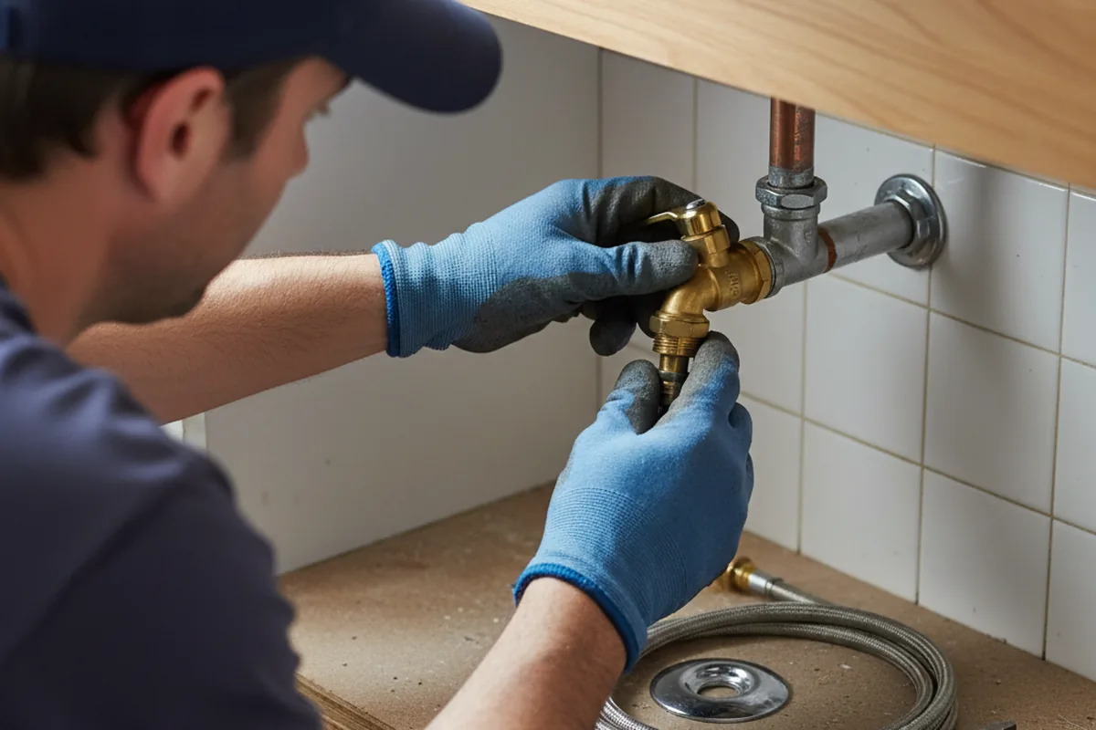 Shutoff valve and fitting work during Burst Pipe Repair in Sharps